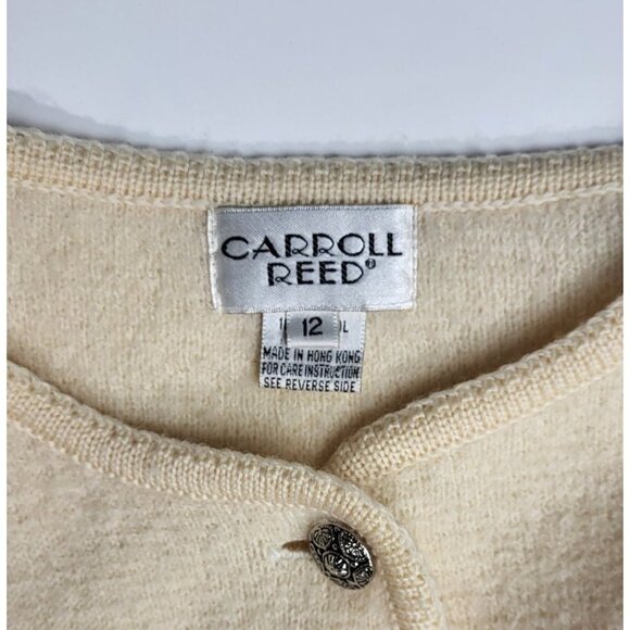 Carroll Reed Vintage Womens Wool Cardigan Sweater Silver Buttons Size 12 Large - Picture 11 of 13